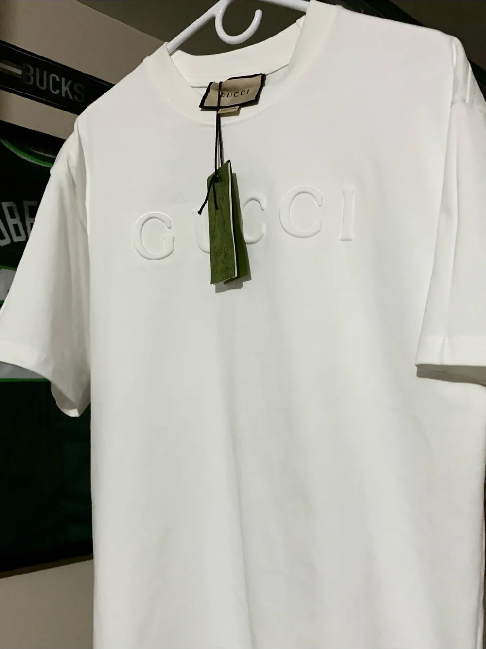 Gucci White Embossed Logo Short Sleeve Tee